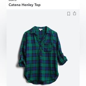 Lila Li Catena Henley Top, plaid